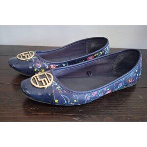 London Fog Collection Caela Blue Floral Ballet Flat/Pre-owned, Sz. 9.5M